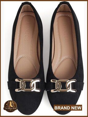 Women's Faux Suede Ballet Flats Round Toe Slip On Comfortable Work Shoes